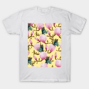 Magnolia Flowers With Butterflies T-Shirt